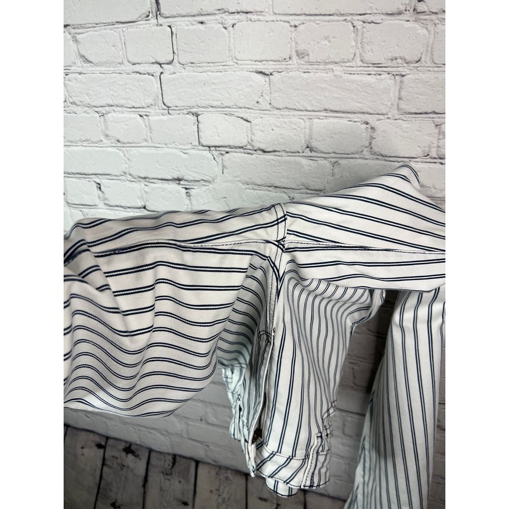 Judy Blue Rowan Super Flare Jeans Size 5/27 White Blue Striped High Rise Raw Hem - Picture 7 of 9